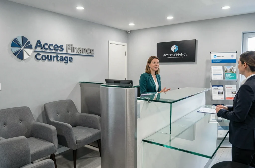 Accueil professionnel du cabinet Acces Finance Courtage avec conseillère client