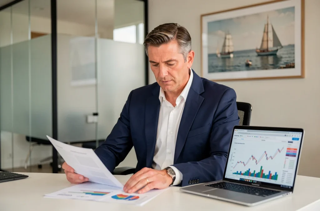 Courtier en assurance et investissement Atlantique Courtage Invest dans son bureau professionnel
