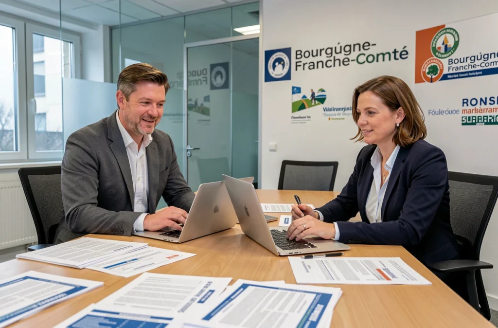 Des courtiers de La Centrale de Financement Bourgogne-Franche-Comté en réunion de travail